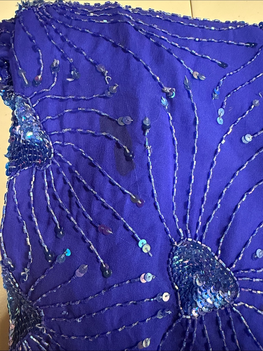 Stenay Vintage Royal Blue Sequin Beaded Tassel Cocktail Dress 100% Silk - Picture 15 of 15